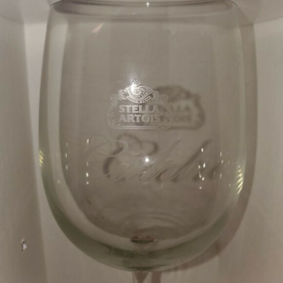 Stella Artois Cidre Etched 16 ounce Chalice Wine Glass for Cider Lot of 2 - Picture 2 of 4